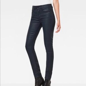 Sexy G-Star Leather CoatedBlue Black Jeans